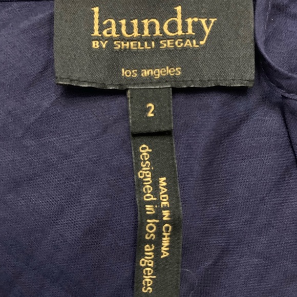 Laundry by Shelli Segal navy blue cotton lace  puffed sleeves mini dress Size 2 - Picture 6 of 7